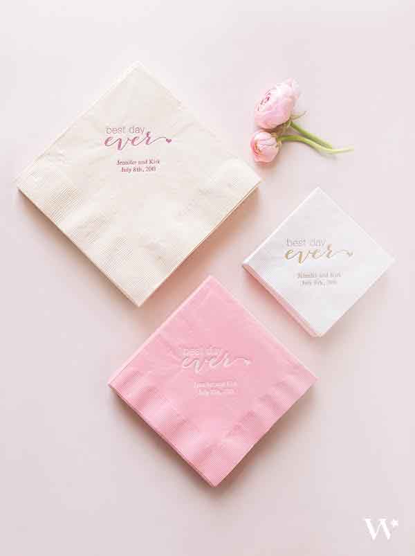 serviettes de tables mariage personnalisable